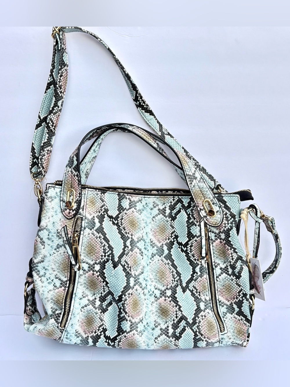 NWT Jessica Simpson “Roxanne” Pastel Snakeskin Satchel/Crossbody Bag